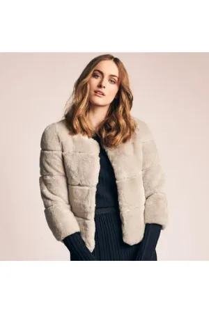 Natures Collection Laura Rex Rabbit Jacket NCF1356 | Simple Taupe | Clearance Final Sale