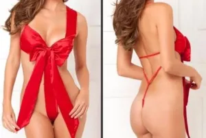 Naughty But Nice Red Lingerie Bodydoll Bow Sleepwear Set