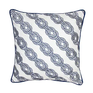 Nautical Rope Chain Embroidered Indoor Outdoor Pillow