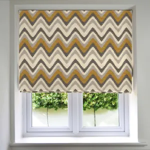 Navajo Yellow   Grey Striped Roman Blind