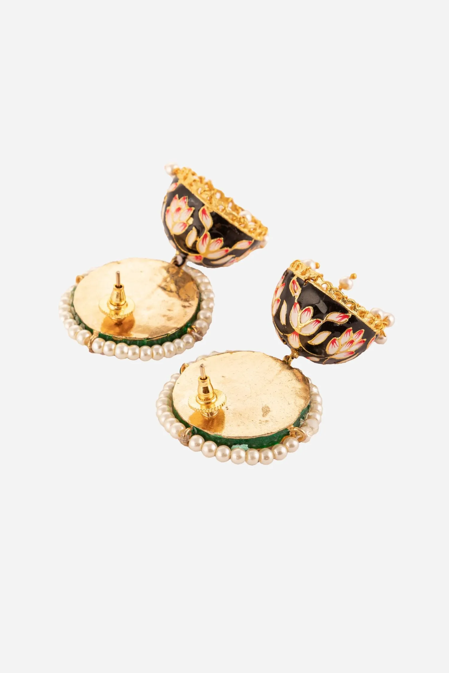 Navratan Stones With Floral Design Jhumki