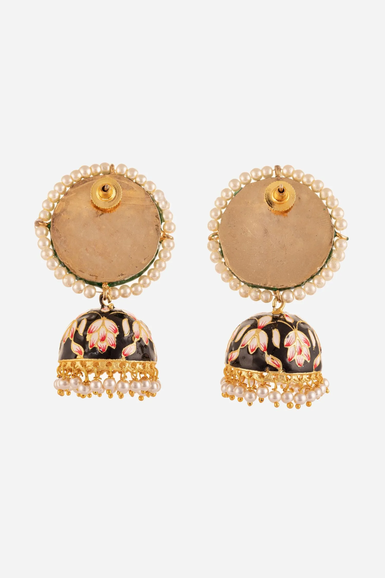 Navratan Stones With Floral Design Jhumki