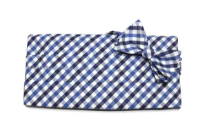 Navy & Blue Plaid Check Cummerbund & Bow Tie