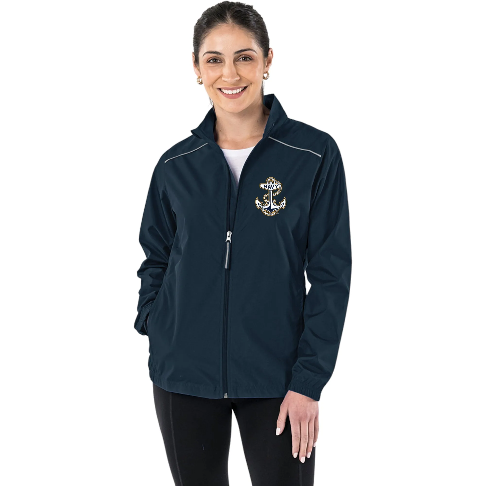 Navy Anchor Ladies Pack-N-Go Full Zip Jacket