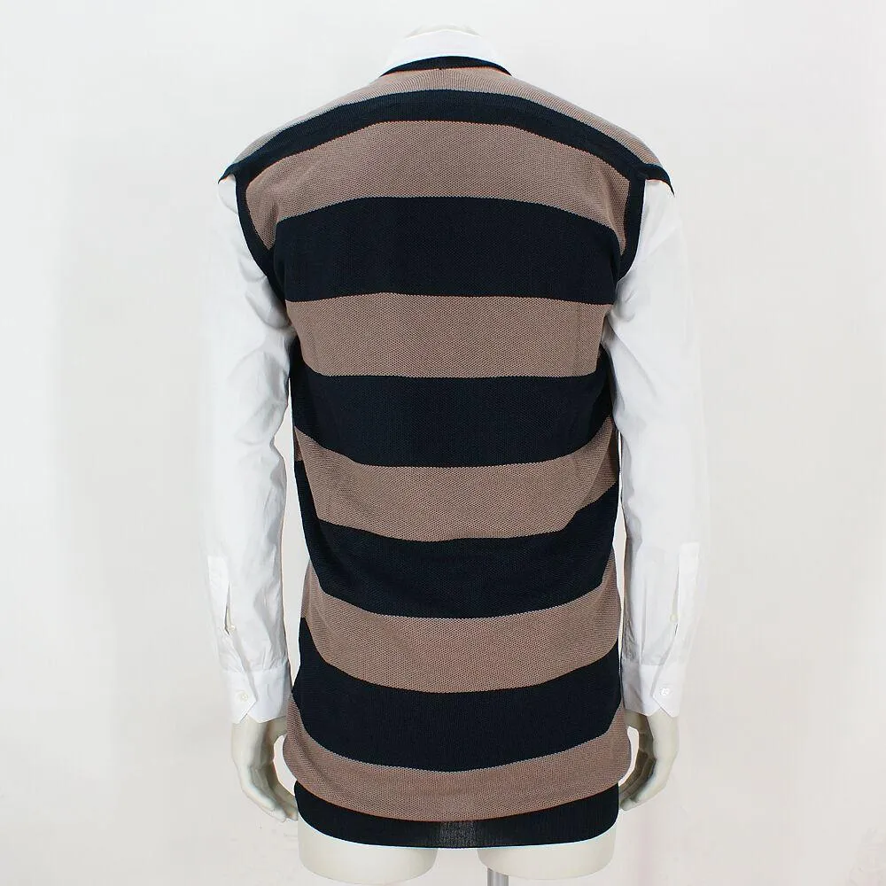 Navy and Beige Striped Knitted Tank Top