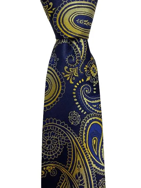 Navy and Gold Paisley Tie