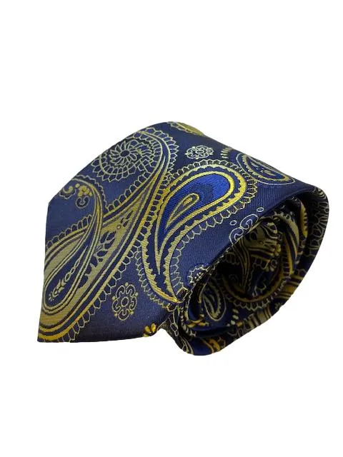 Navy and Gold Paisley Tie