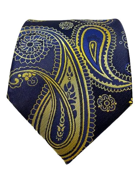 Navy and Gold Paisley Tie