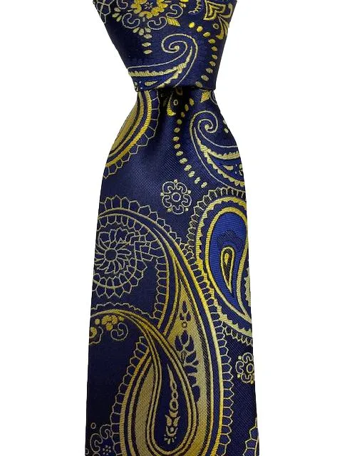 Navy and Gold Paisley Tie