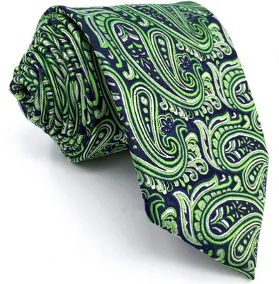 Navy and Green Paisley Tie