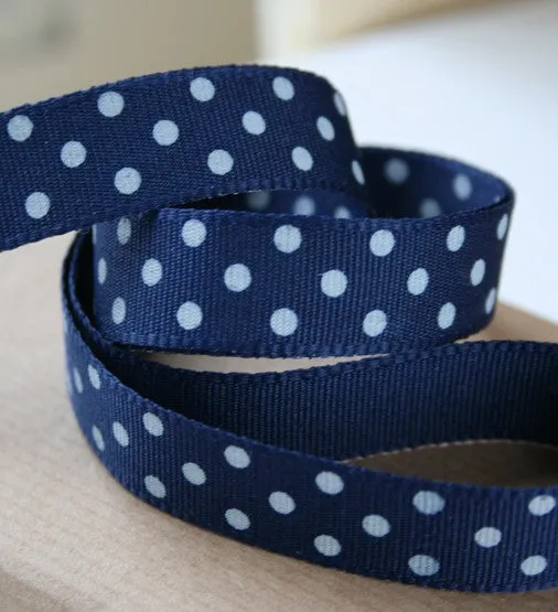 Navy and White Dotty Ribbon