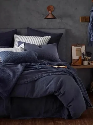 Navy Blue 100% Linen Bed Linen