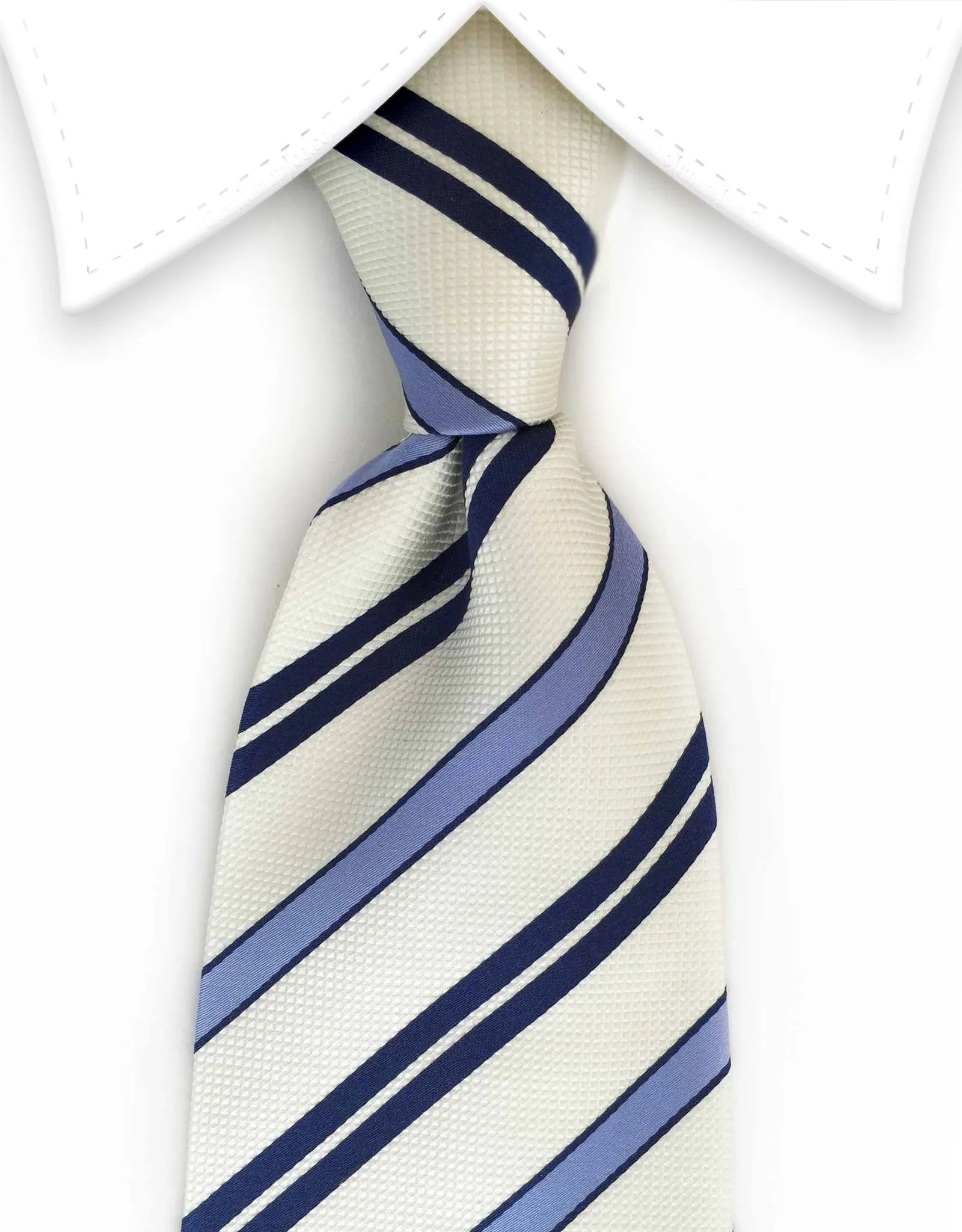 Navy, Blue & Pearl Striped Tie