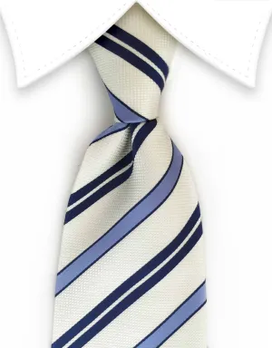 Navy, Blue & Pearl Striped Tie