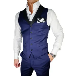 Navy Blue and Black Ciottoli Waistcoat @ The Vault