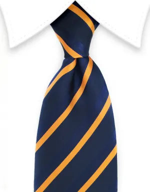 Navy Blue and Orange Striped Tie