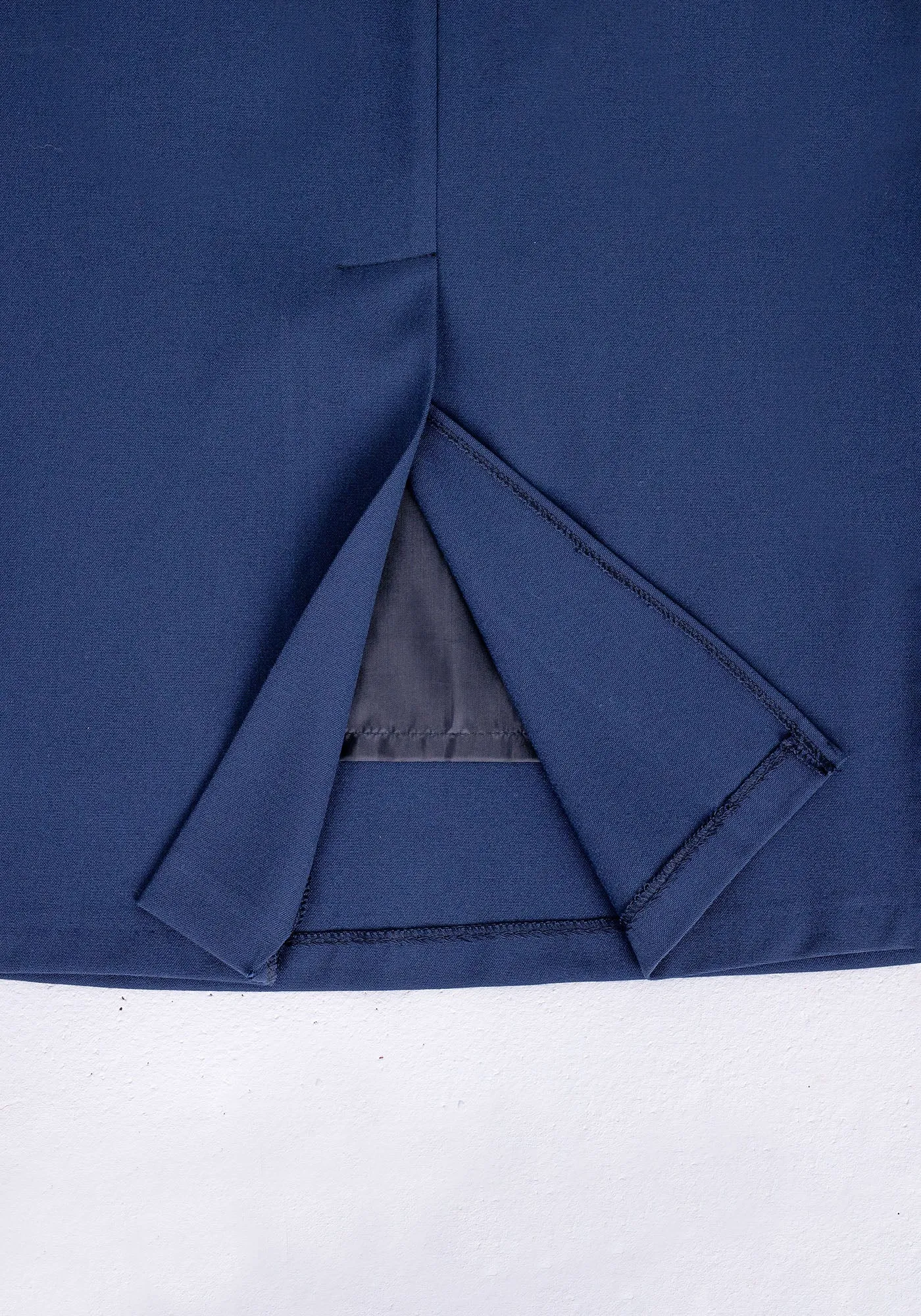 Navy Blue Back Vented Midi Pencil Skirt