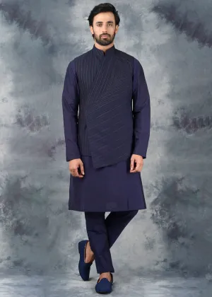 Navy Blue Bandhgala Jacket | Siddhesh Chauhan