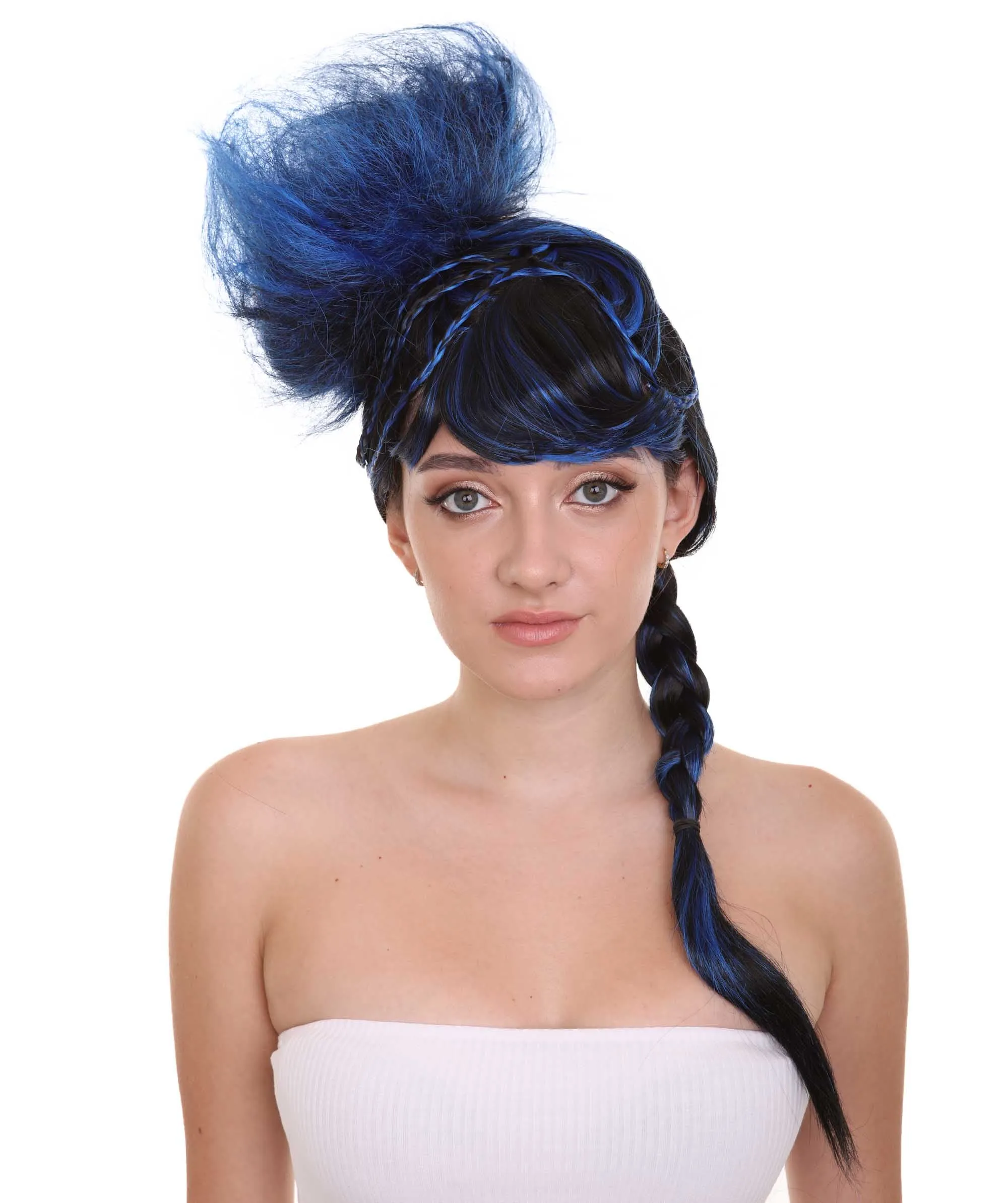 Navy Blue Braided Cosplay Womens Wig | TV/Movie Fancy Cosplay Halloween Wig | Premium Breathable Capless Cap