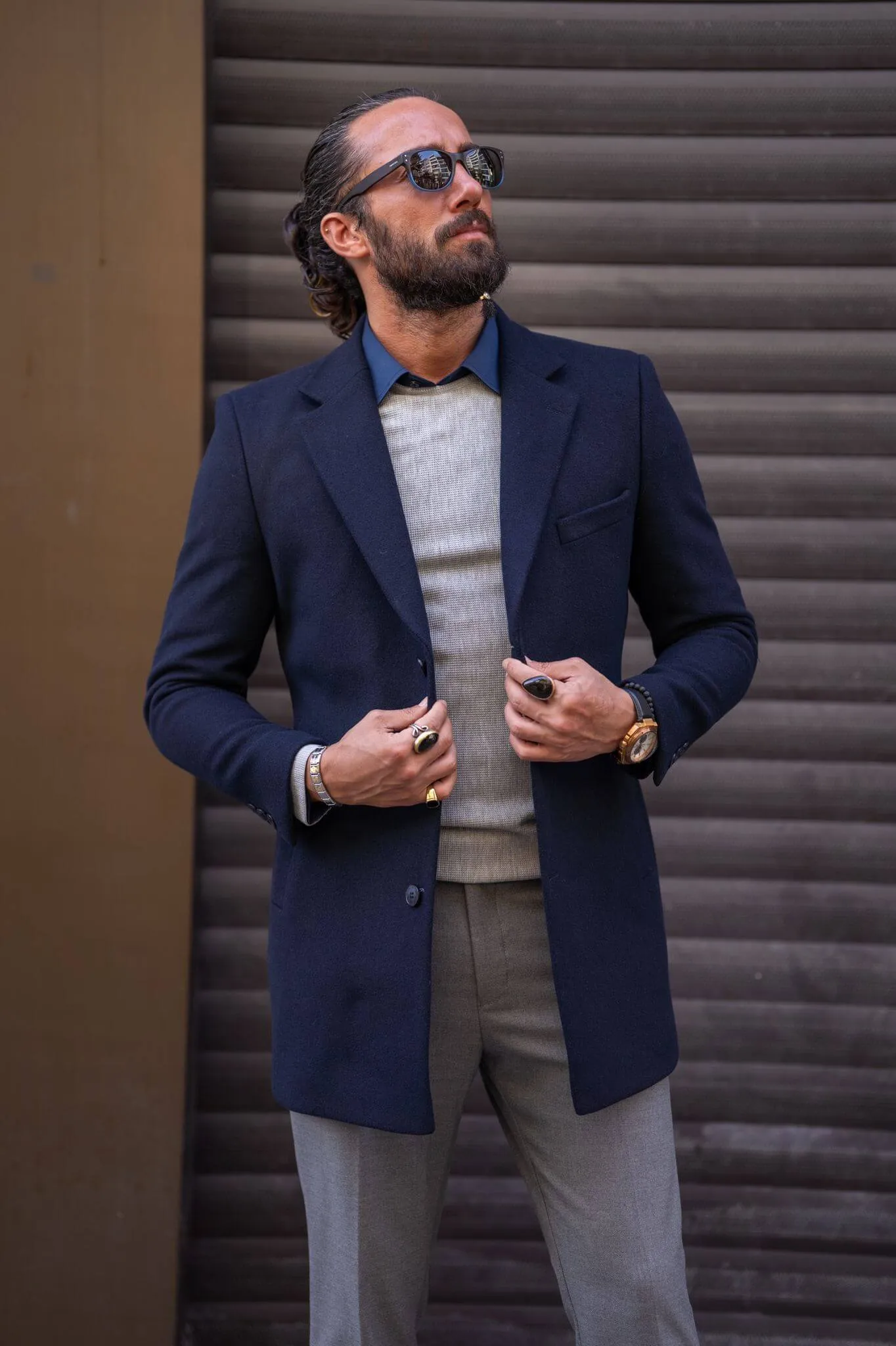 Navy Blue Cashmere Coat