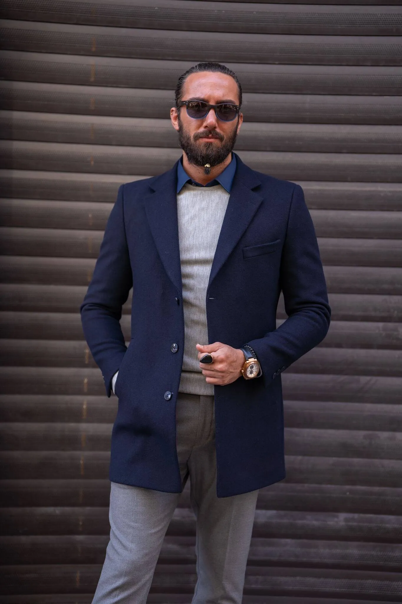 Navy Blue Cashmere Coat