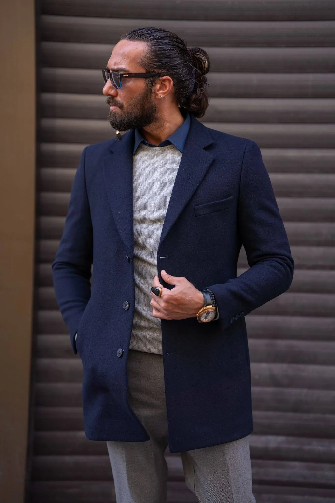 Navy Blue Cashmere Coat