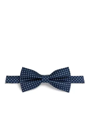 Navy Blue Classic Diamond Patterned Bow Tie