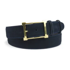 Navy Blue Classic Suede Frame Belt