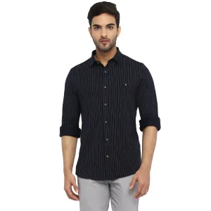 Navy Blue Cotton Printed Ultra Slim Fit Shirt