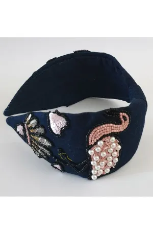 Navy blue denim hairband