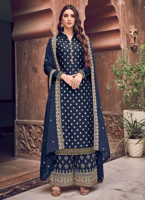 Navy Blue Designer Palazzo Suit