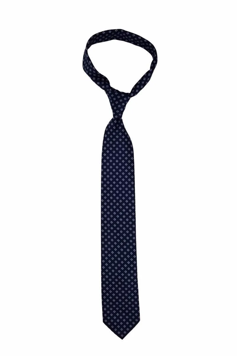 Navy Blue-Flowered Geometric Tie