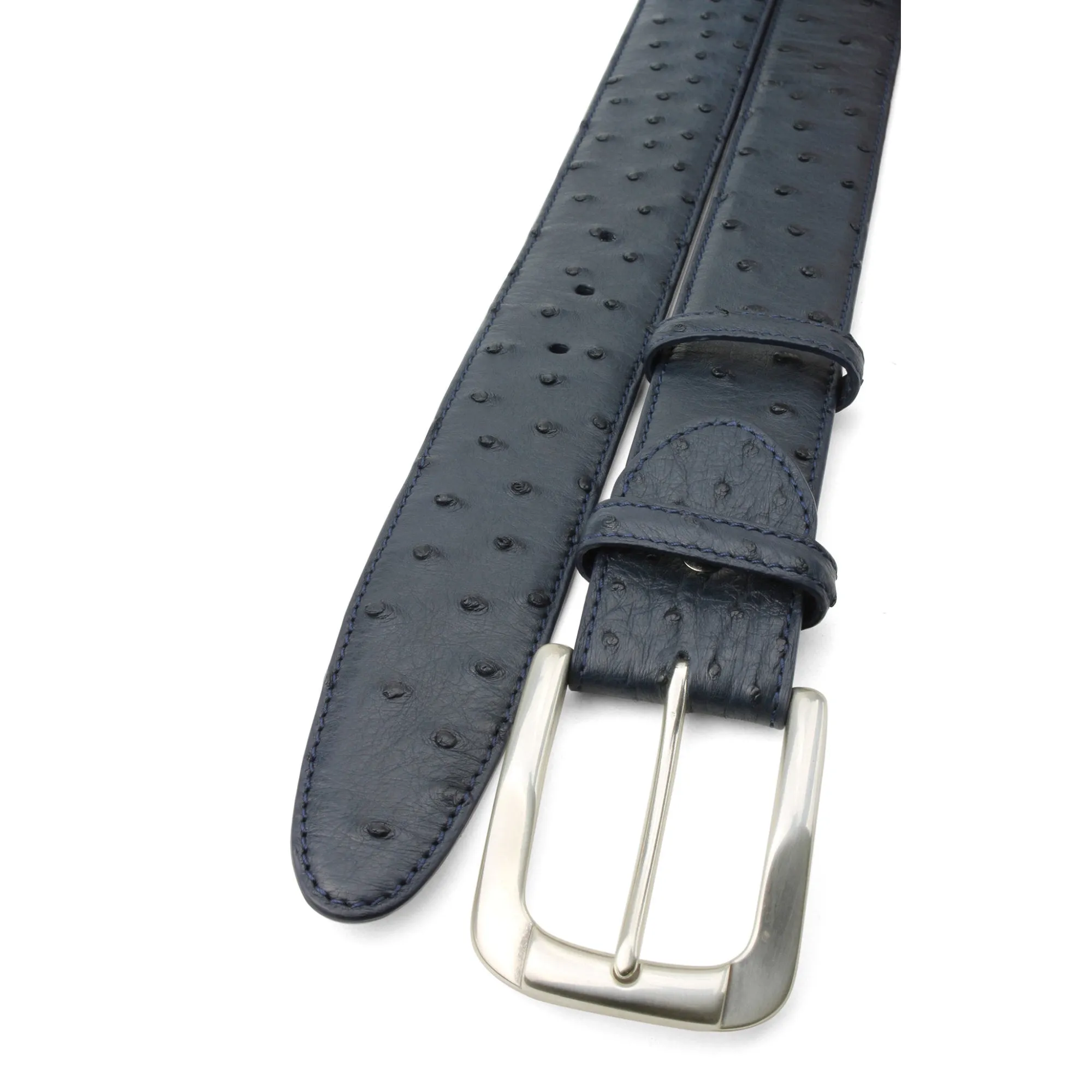 Navy Blue Genuine Ostrich Belt