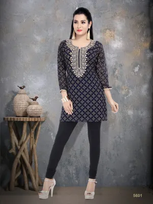 Navy Blue Georgette Kurti