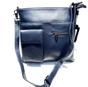 Navy Blue Italian Leather Crossover Handbag