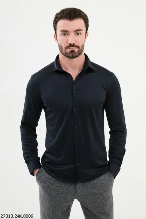 Navy Blue Men's Tailored Shirt.