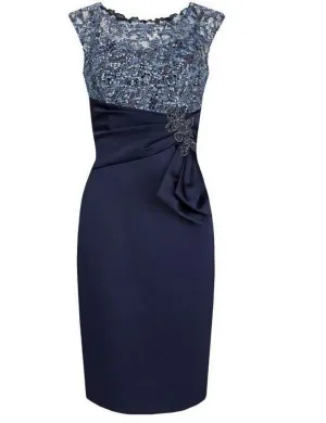 Navy Blue Mother Of The Bride Dresses With Lace Prom Dress