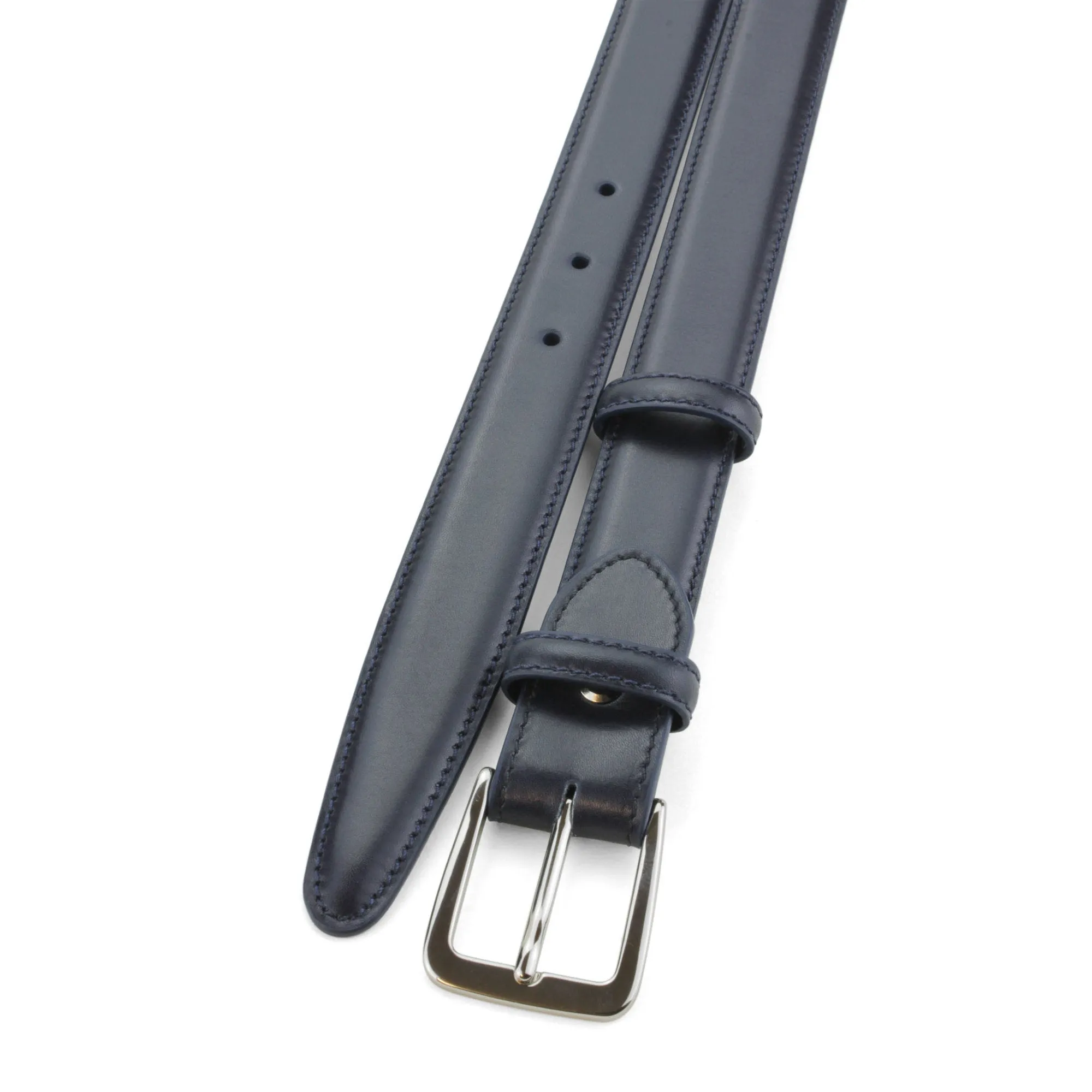 Navy Blue Narrow Box Calf Belt