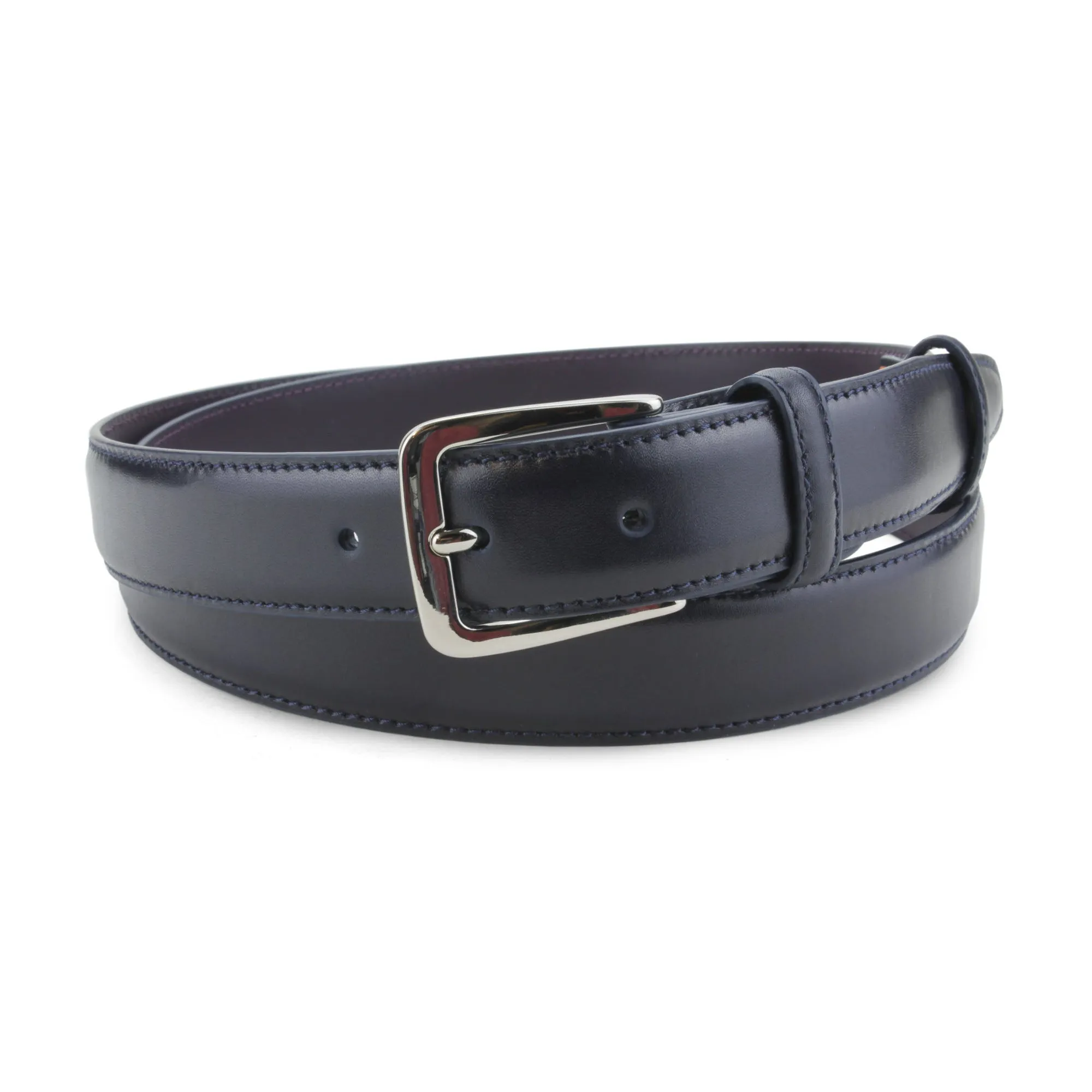 Navy Blue Narrow Box Calf Belt