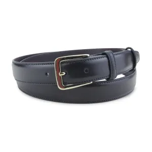 Navy Blue Narrow Box Calf Pale Gold Belt