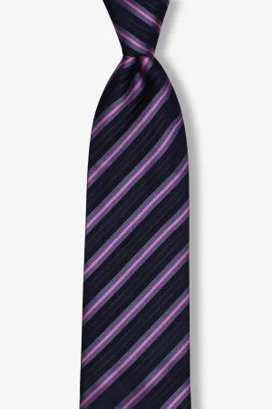 Navy Blue Pink Striped Traditional Tie