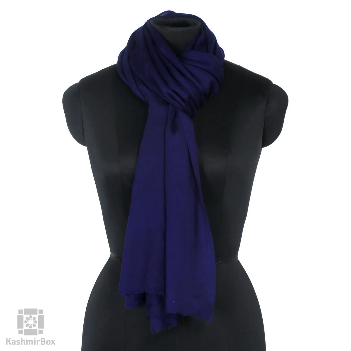 Navy Blue Plain Woolen Stole