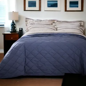 Navy Blue Quilted Bedspread