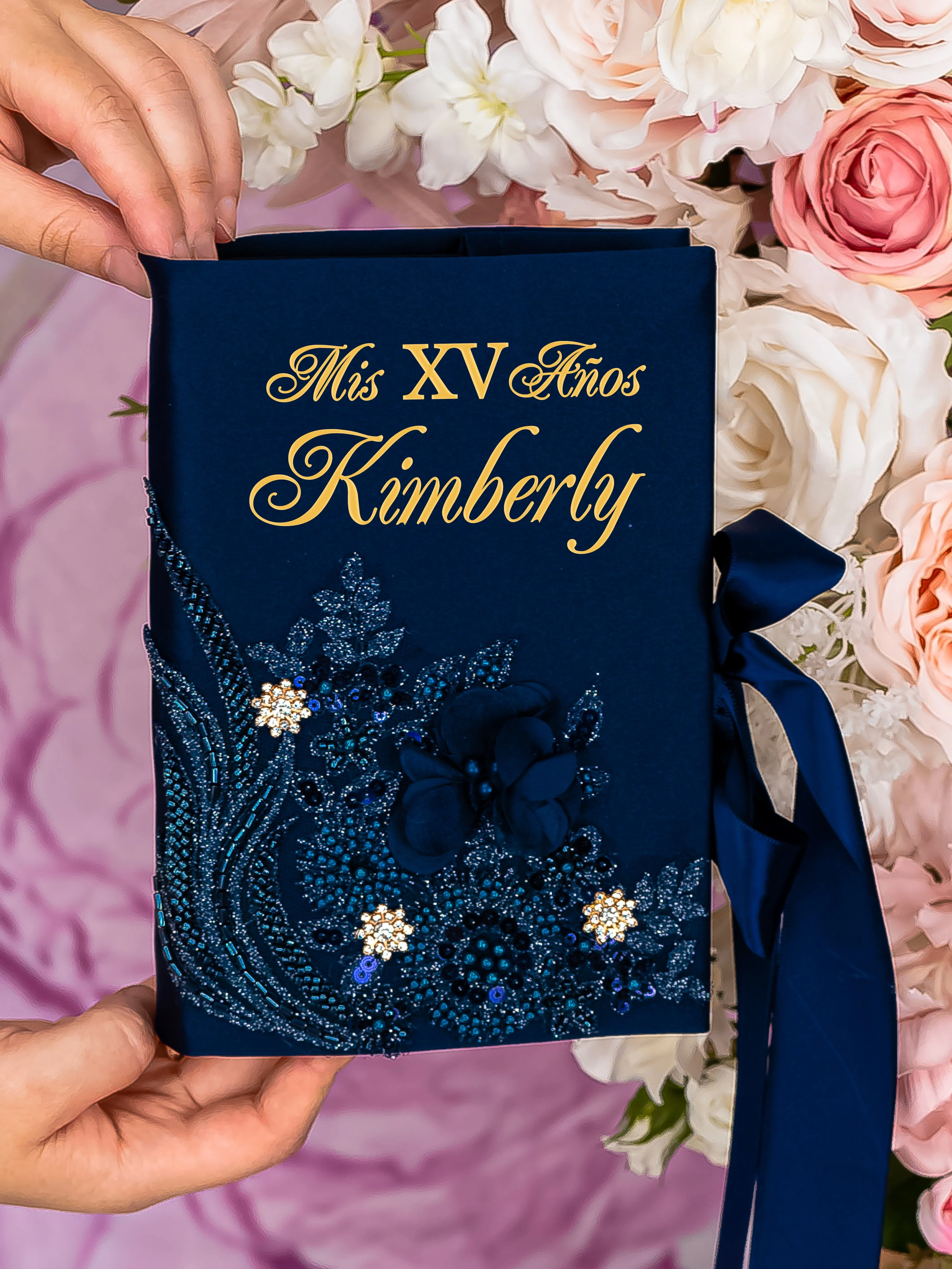 Navy Blue Quinceanera Bible (Spanish version)