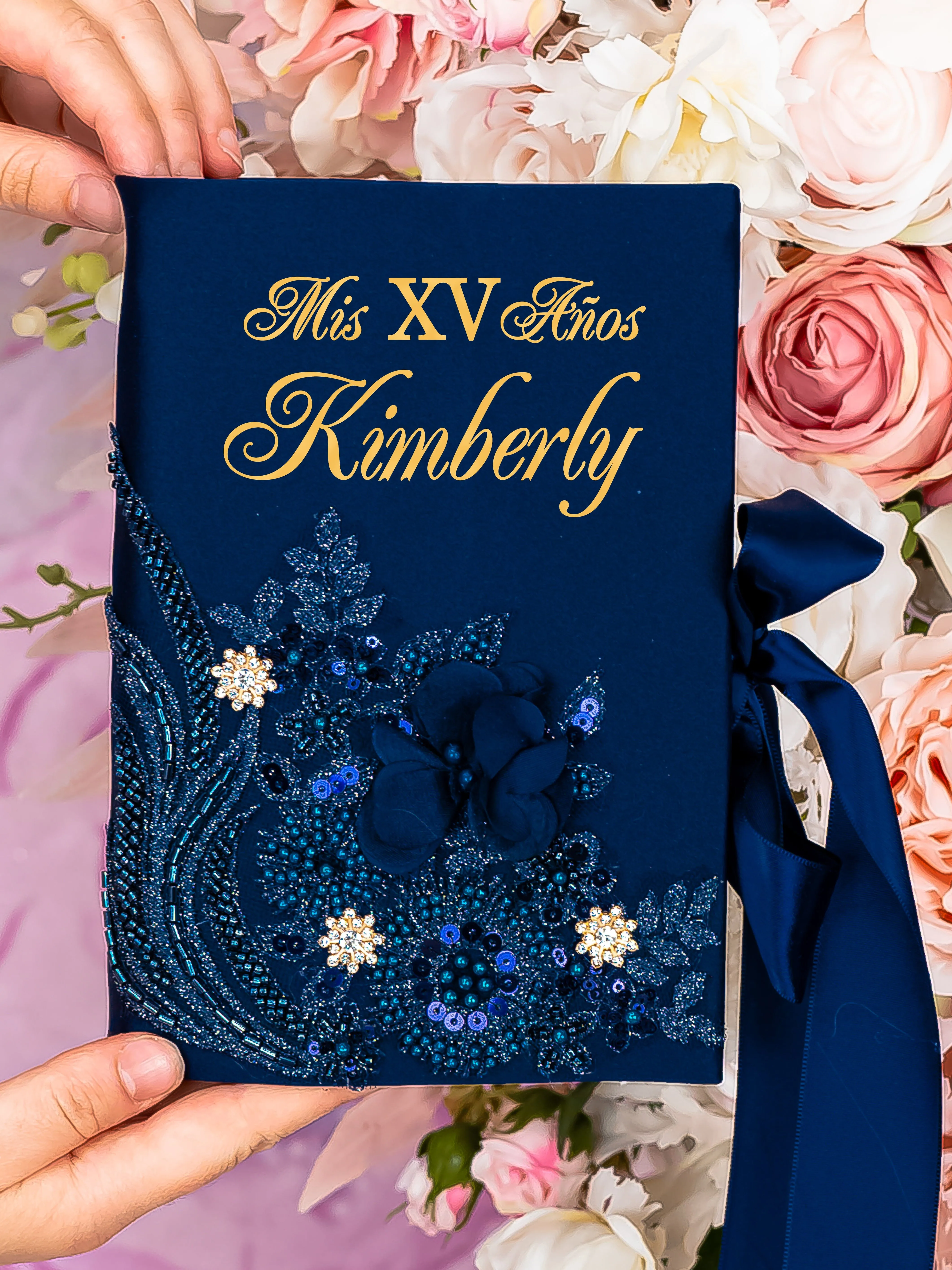 Navy Blue Quinceanera Bible (Spanish version)