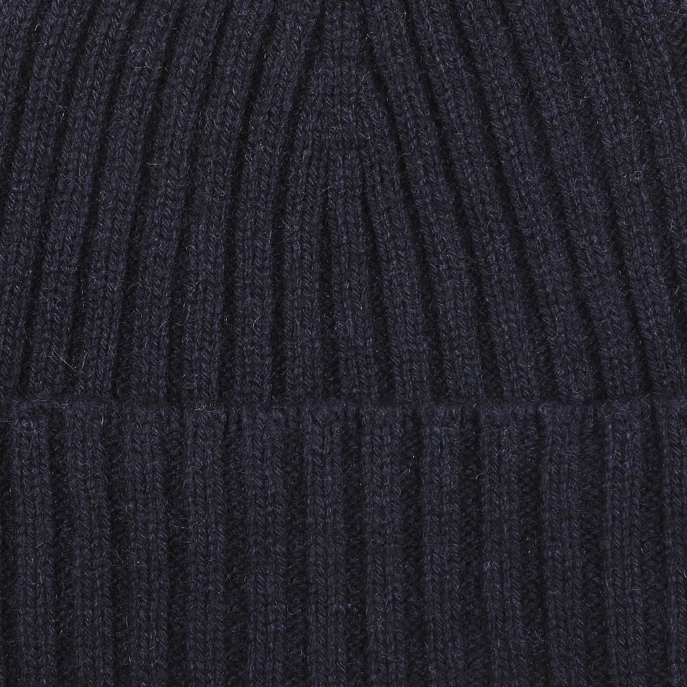 Navy Blue Ribbed Cashmere Beanie