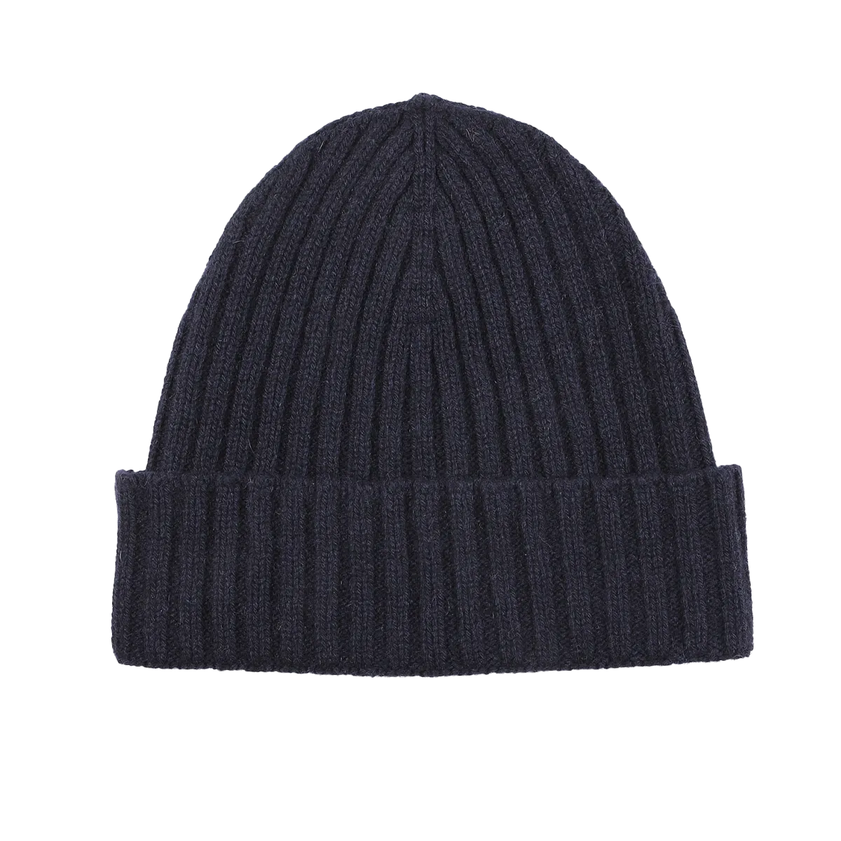 Navy Blue Ribbed Cashmere Beanie