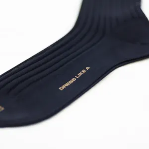 Navy blue ribbed cotton socks