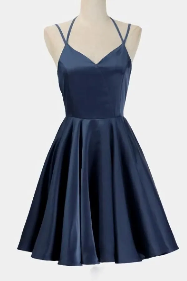 Navy Blue Short Prom Dress, Homecoming Dresses