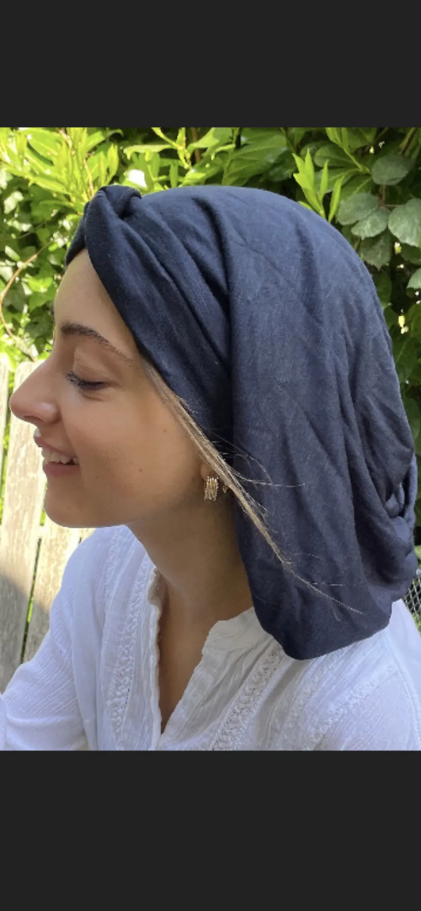 Navy Blue Snood Turban Renaissance Style Jewish Muslim Christian African Hijab Tichel For Women. Made in USA